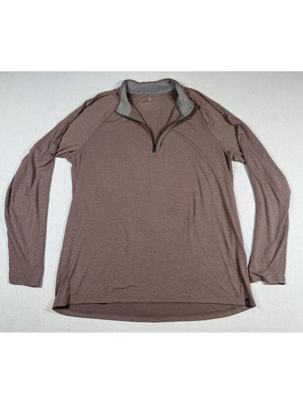 Free Fly Gray 1/4 Zip Pullover Shirt Men Sz XL Pink Bamboo Stretch Fish Golf